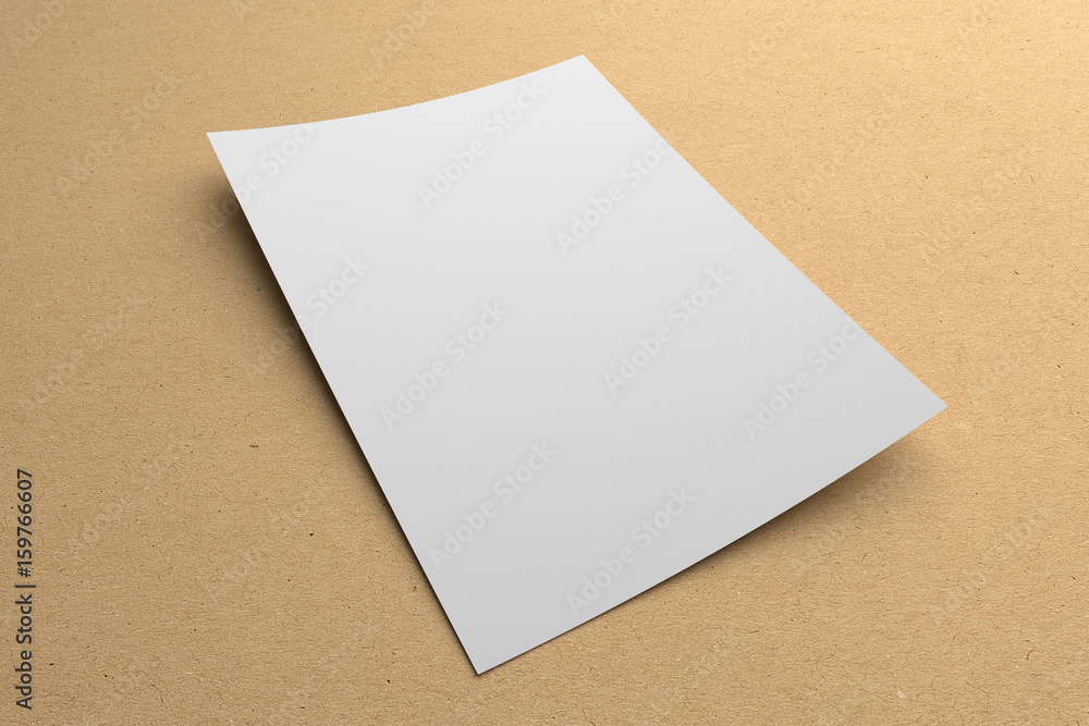 Blank 3D illustration flyer poster on recycled paper to place your artwork