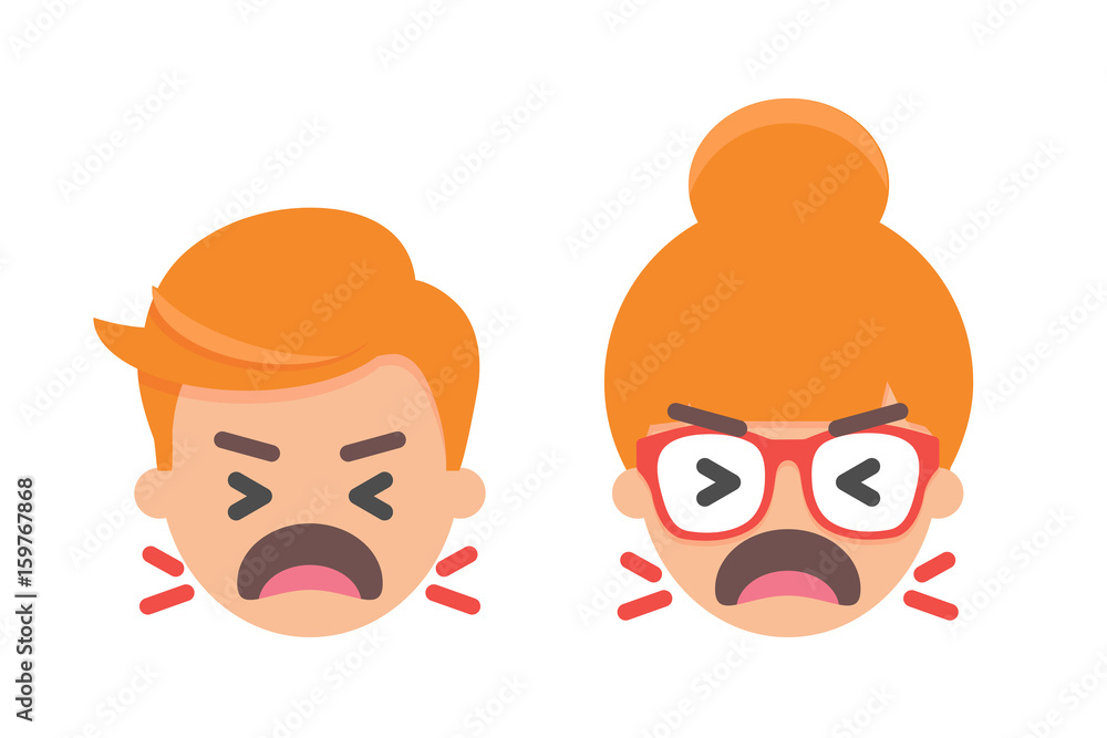 Shouting emoji male and female character Shouting emoji male and female character