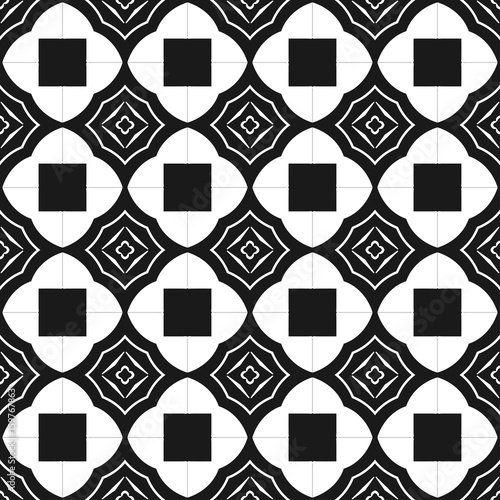 Geometric abstract background. Seamless black and white pattern. Vector illustration for wallpaper, fabric, oilcloth, textile, wrapping paper and other design