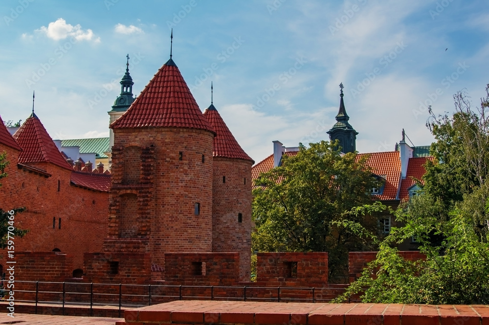 The walls of the old castle in the Central part of Warsaw, Poland.