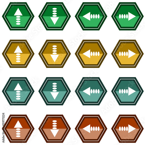 Collection of 16 isolated vector icons - arrows (up, down, left, right)