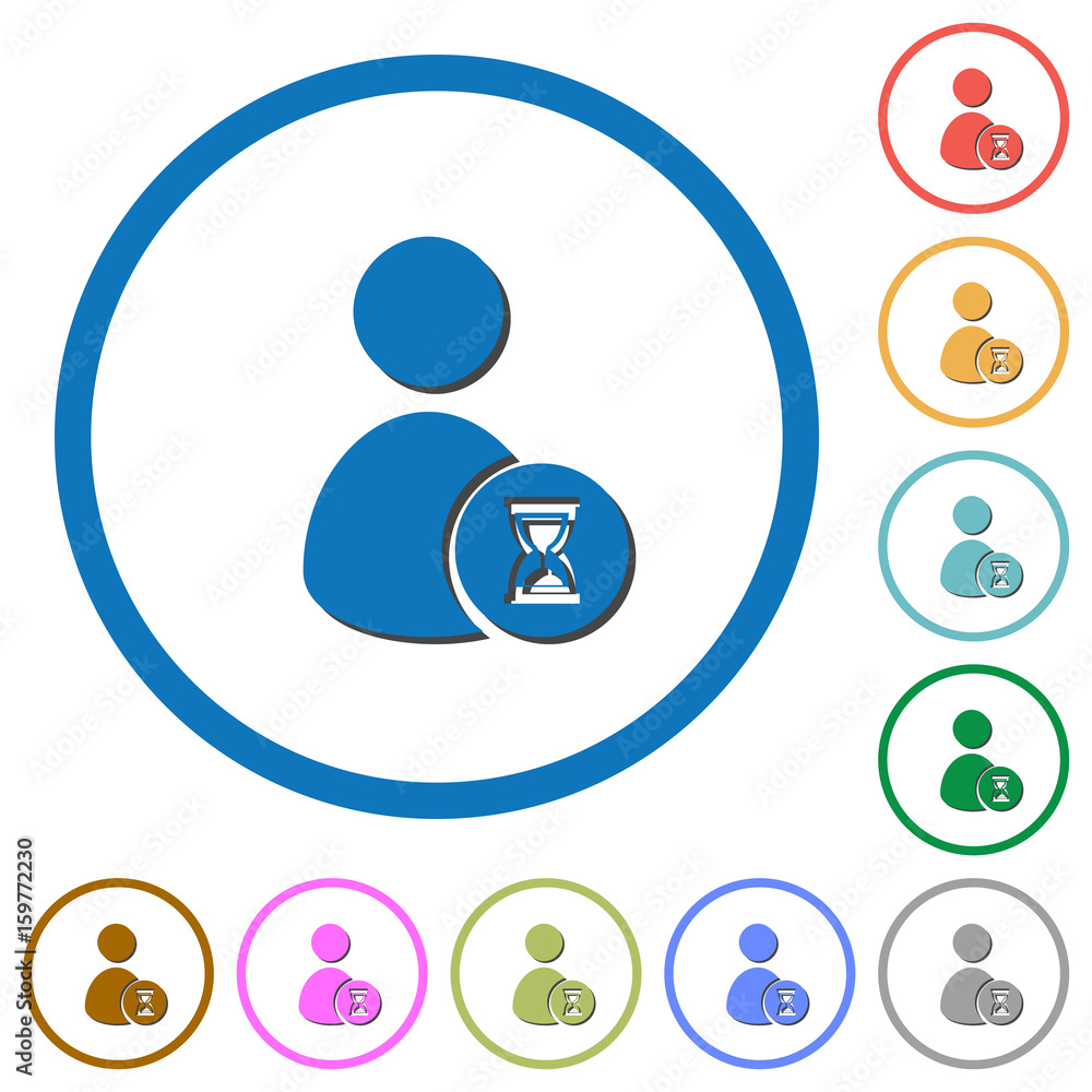 User account waiting icons with shadows and outlines User account waiting icons with shadows and outlines