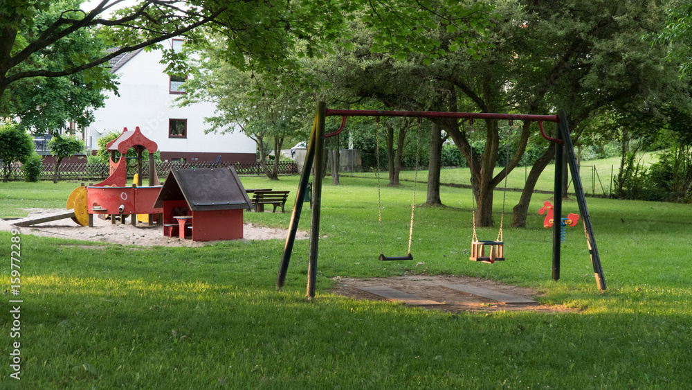 children's Playground with swing set without children's Playground with swing set without