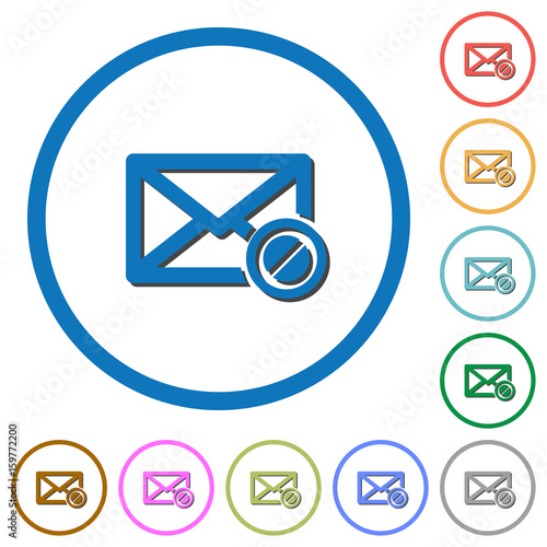 Blocked mail icons with shadows and outlines