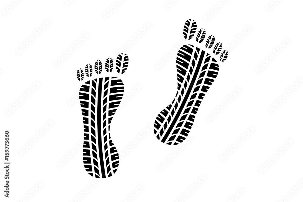 barefoot footprint shape filled with tire tread pattern barefoot footprint shape filled with tire tread pattern
