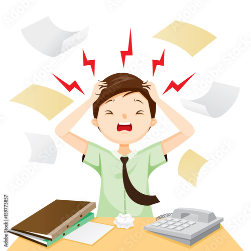 Business Man Terrible Headache With His Work, Head, Brain, Internal Organs, Body, Physical, Sickness, Anatomy, Health