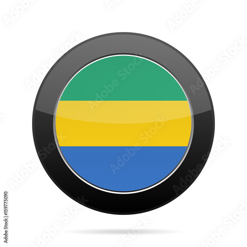 Free Download Flag of Gabon. Shiny black round button. - GFXLoad
