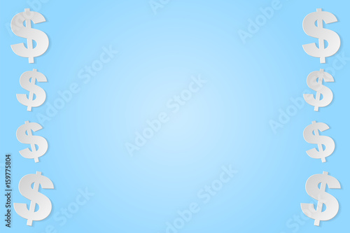 Dollar symbols on blue background. Vector.