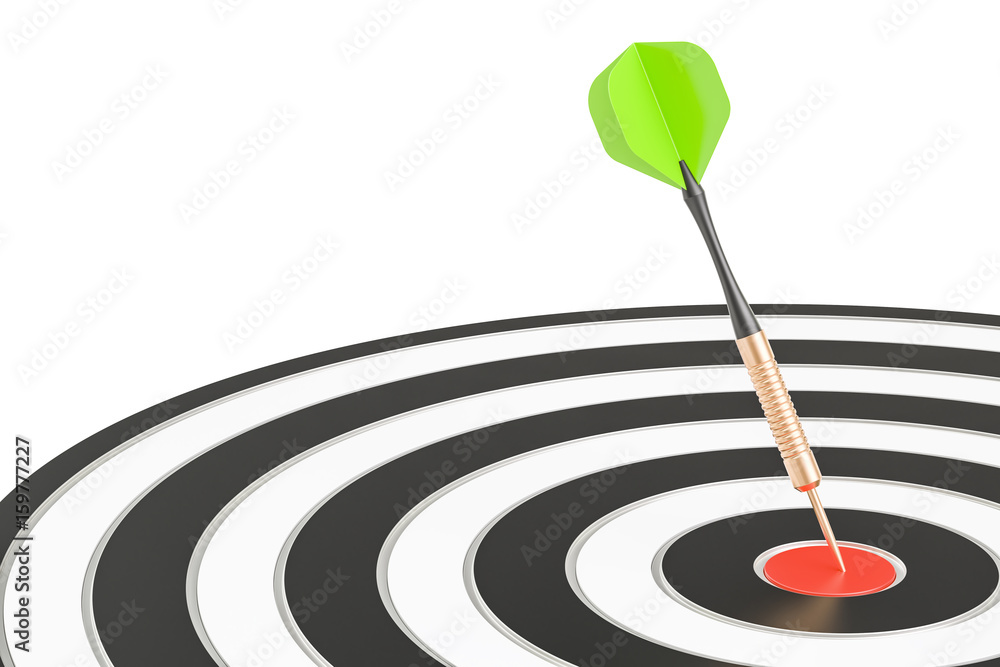 Dart in target, business success and solution concept, 3D rendering Dart in target, business success and solution concept, 3D rendering