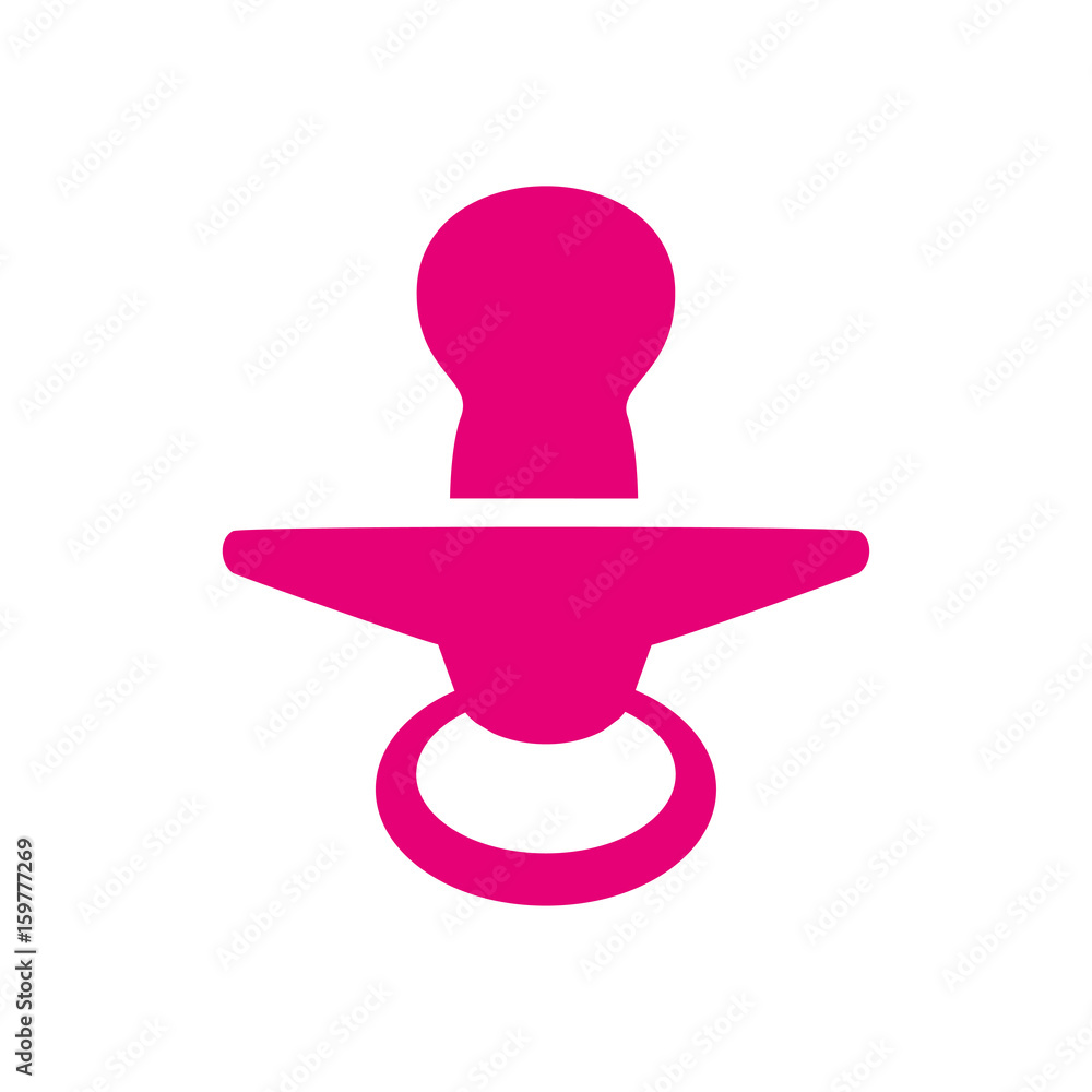 Icono plano chupete vertical rosa en fondo blanco Icono plano chupete vertical rosa en fondo blanco