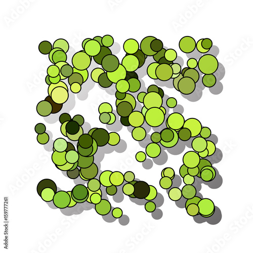 Funny hilarious, amusing pattern with bright circles. natural green background.
