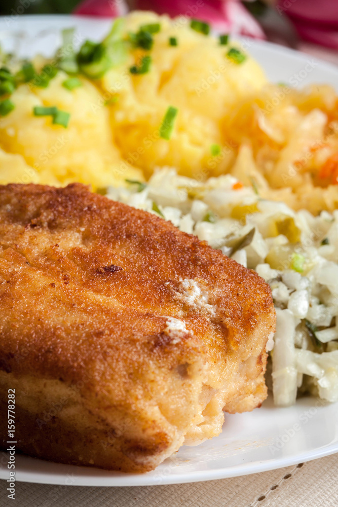 Fried fish fillet of cod. Fried fish fillet of cod.
