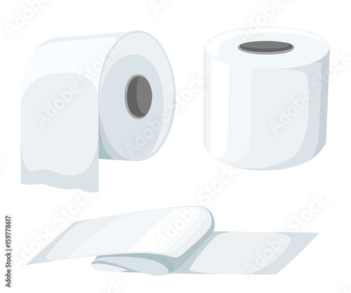 Paper roll mock up set isolated on white background vector illustration. toilet paper roll, cash register tape, thermal fax roll. Paper roll template
