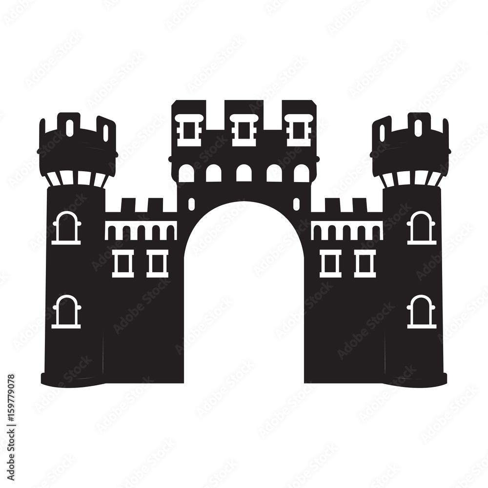 Isolated silhouette of a castle, Vector illustration Isolated silhouette of a castle, Vector illustration