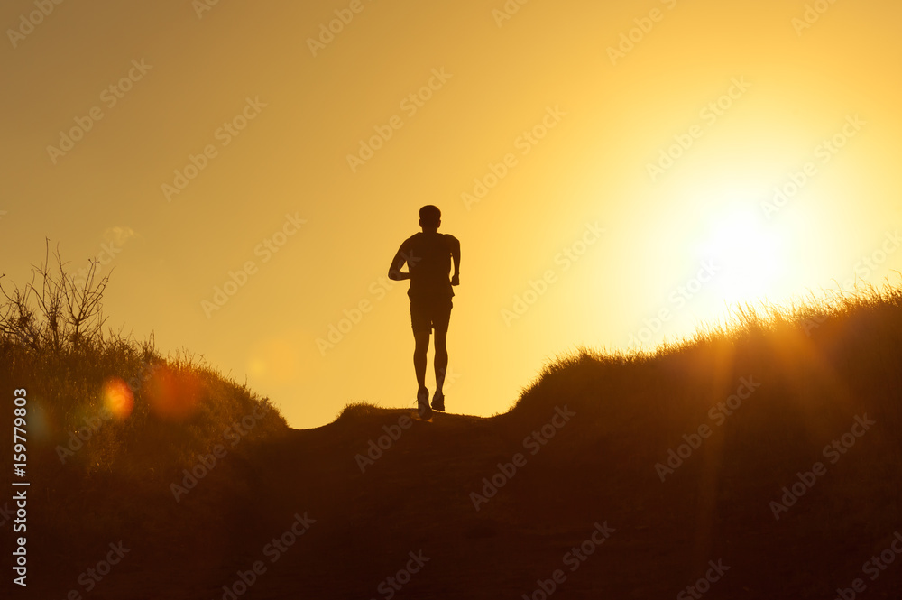 Silhouette of man running. 