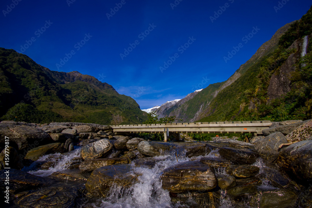 Beautiful view of Franz Josef Glacier in Westland National Park on the West Coast of South Island in New Zealand