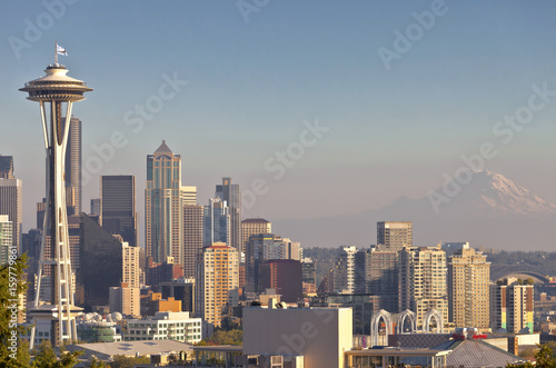 Seattle downtown skyline Washington state.