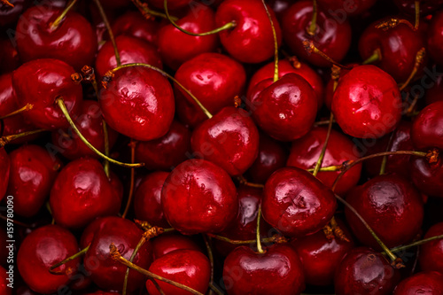 lots of ripe juicy red cherries
