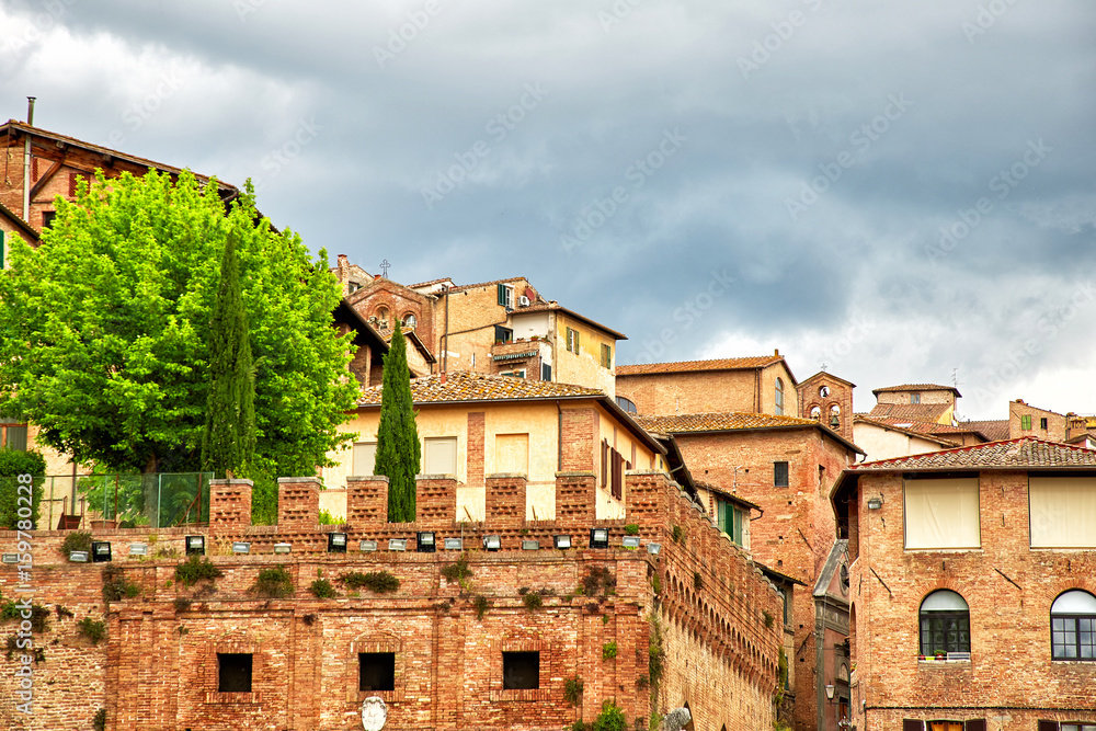 panoramic view of historic city Siena, Italy