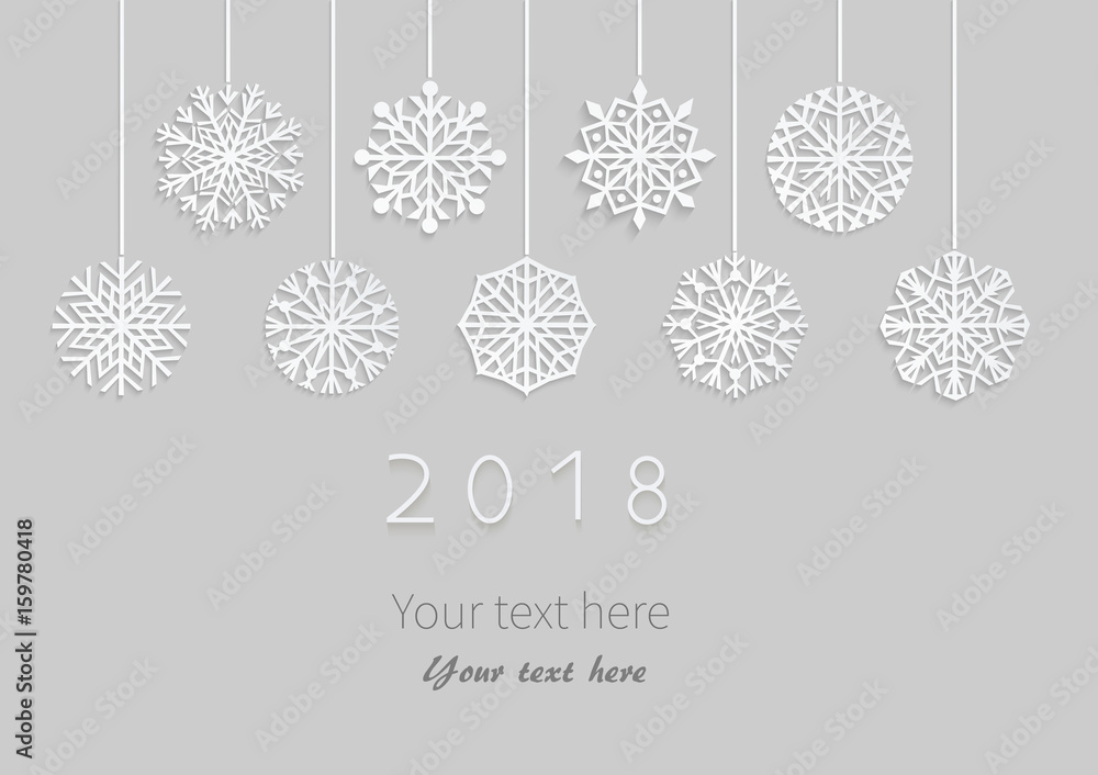 Happy New Year 2018 card with paper snowflakes. Applique background. Vector illustration. EPS10. Happy New Year 2018 card with paper snowflakes. Applique background. Vector illustration. EPS10.