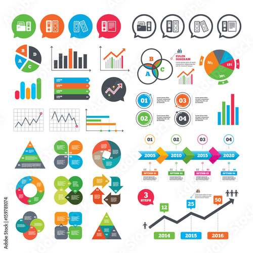 Accounting icons. Document storage in folders.