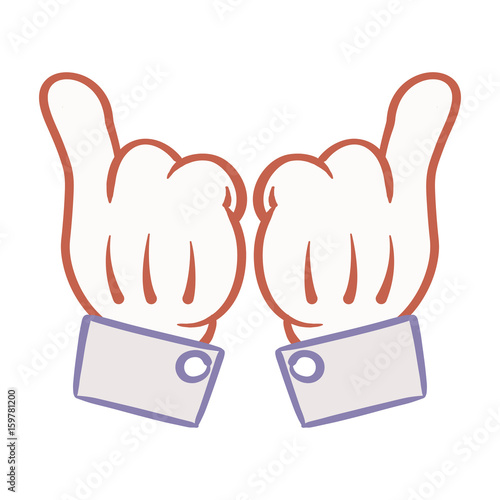 Cartoon hands two handed "dope" sign.
