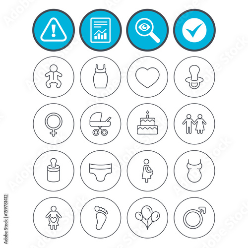 Baby and Maternity line icon. Pacifier, diapers.