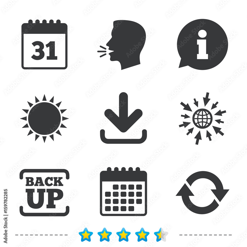 Download and Backup signs. Calendar, rotation. Download and Backup signs. Calendar, rotation.
