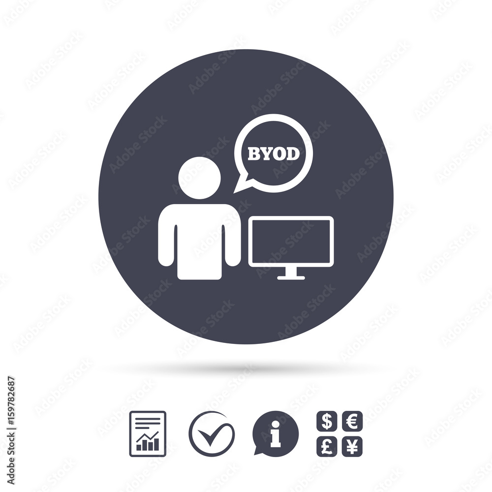 BYOD sign icon. Bring your own device symbol. BYOD sign icon. Bring your own device symbol.