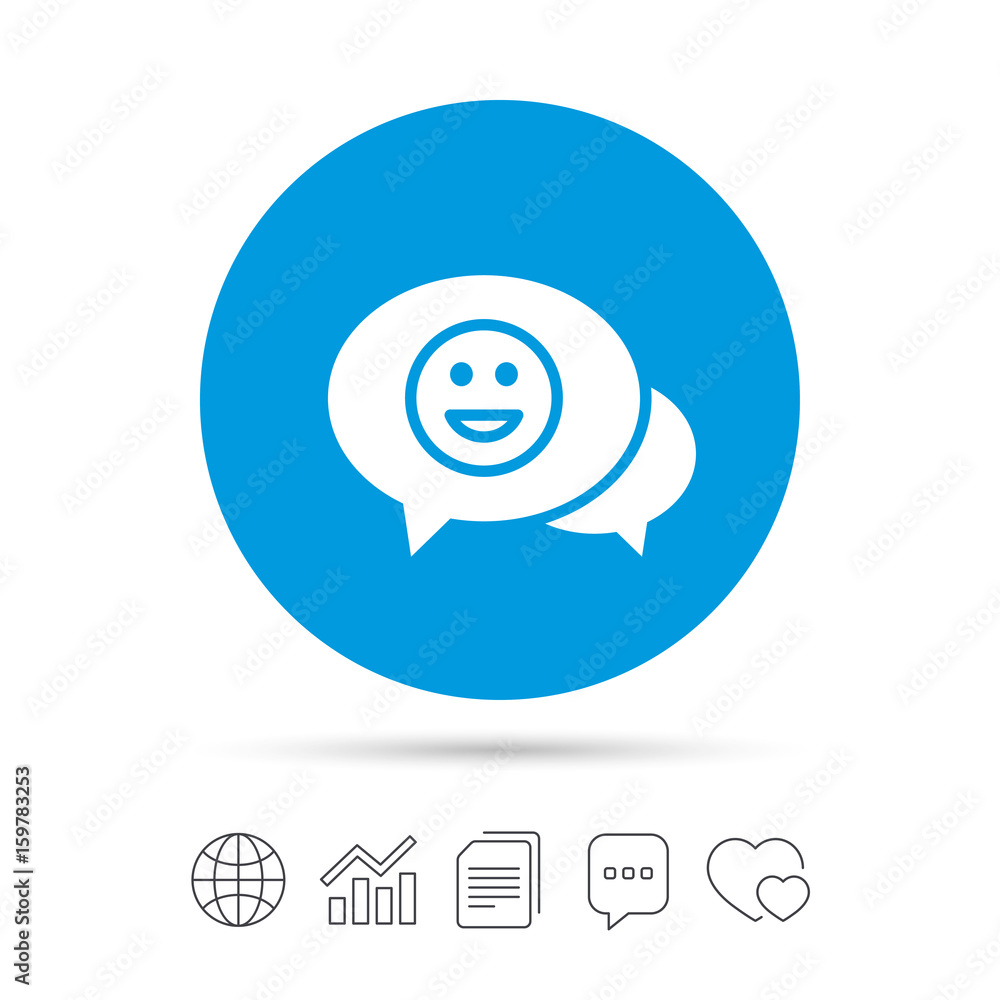 Chat Smile icon. Happy face symbol. Chat Smile icon. Happy face symbol.