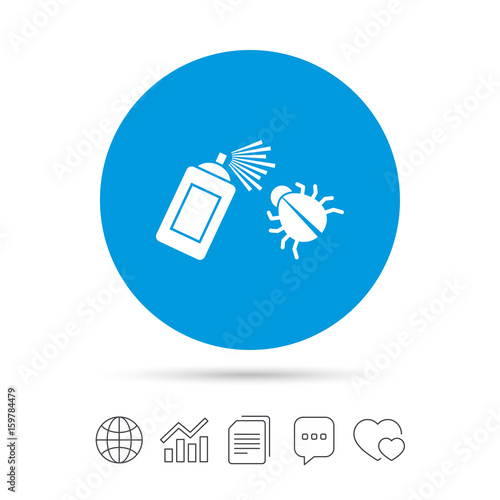 Bug disinfection sign icon. Fumigation symbol.