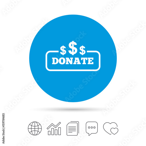 Donate sign icon. Dollar usd symbol.