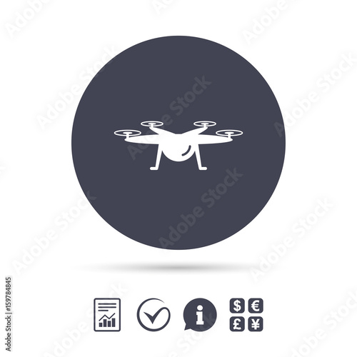 Drone icon. Quadrocopter symbol. © blankstock