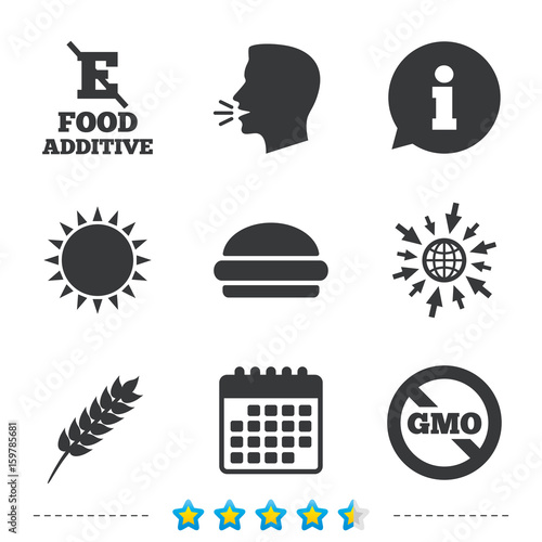 Food additive icon. Hamburger fast food sign.