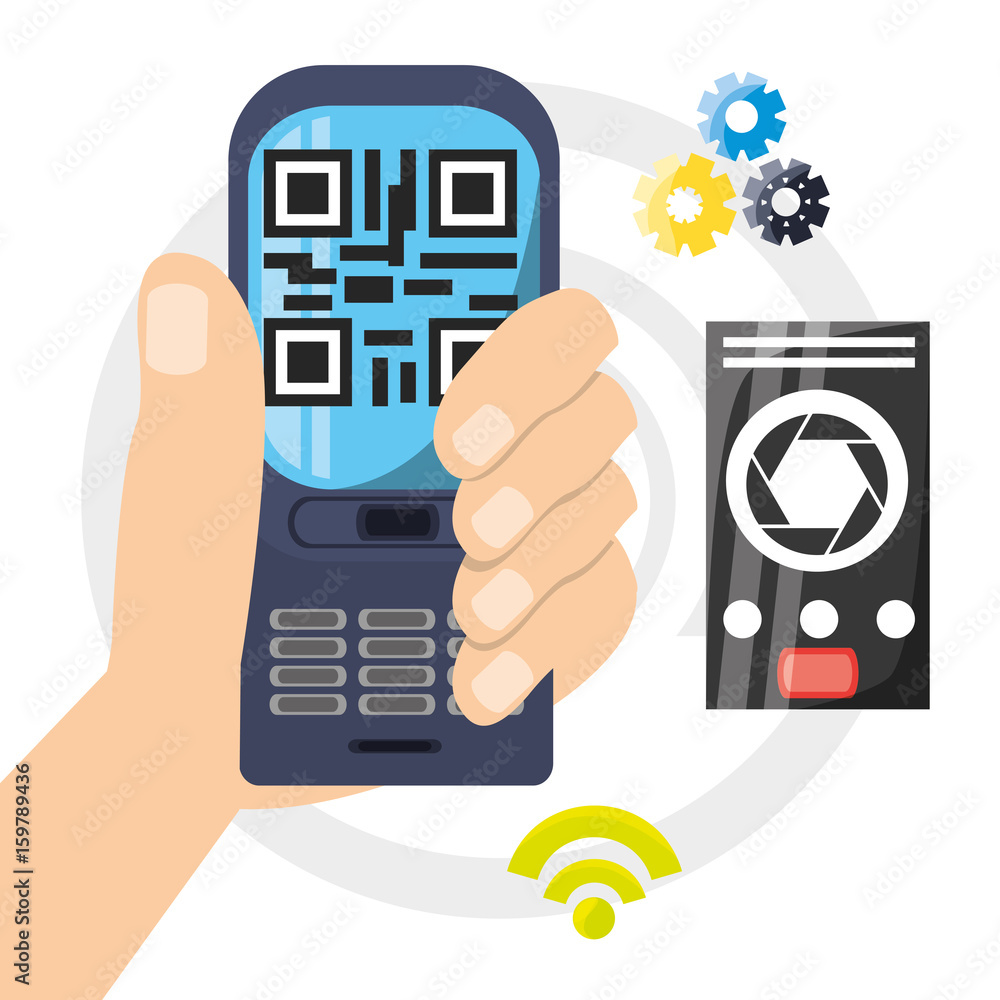 smartphone connect wifi with gear technology vector illustration smartphone connect wifi with gear technology vector illustration
