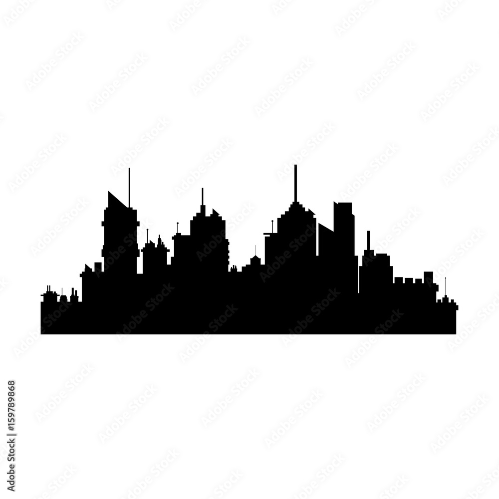 silhouette skyline city urban town buildings vector illustration