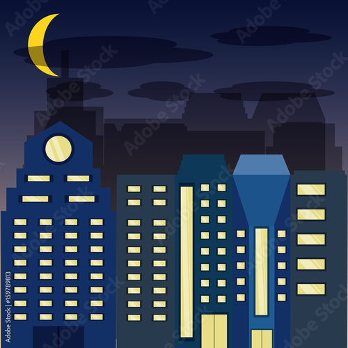 cityscape with buildig in the night vector illustration photo