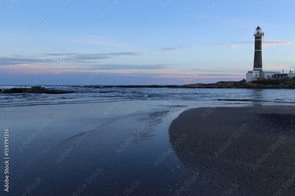 Fototapeta premium Lighthouse in Jose Ignacio near Punta del Este, Atlantic Coast, Uruguay