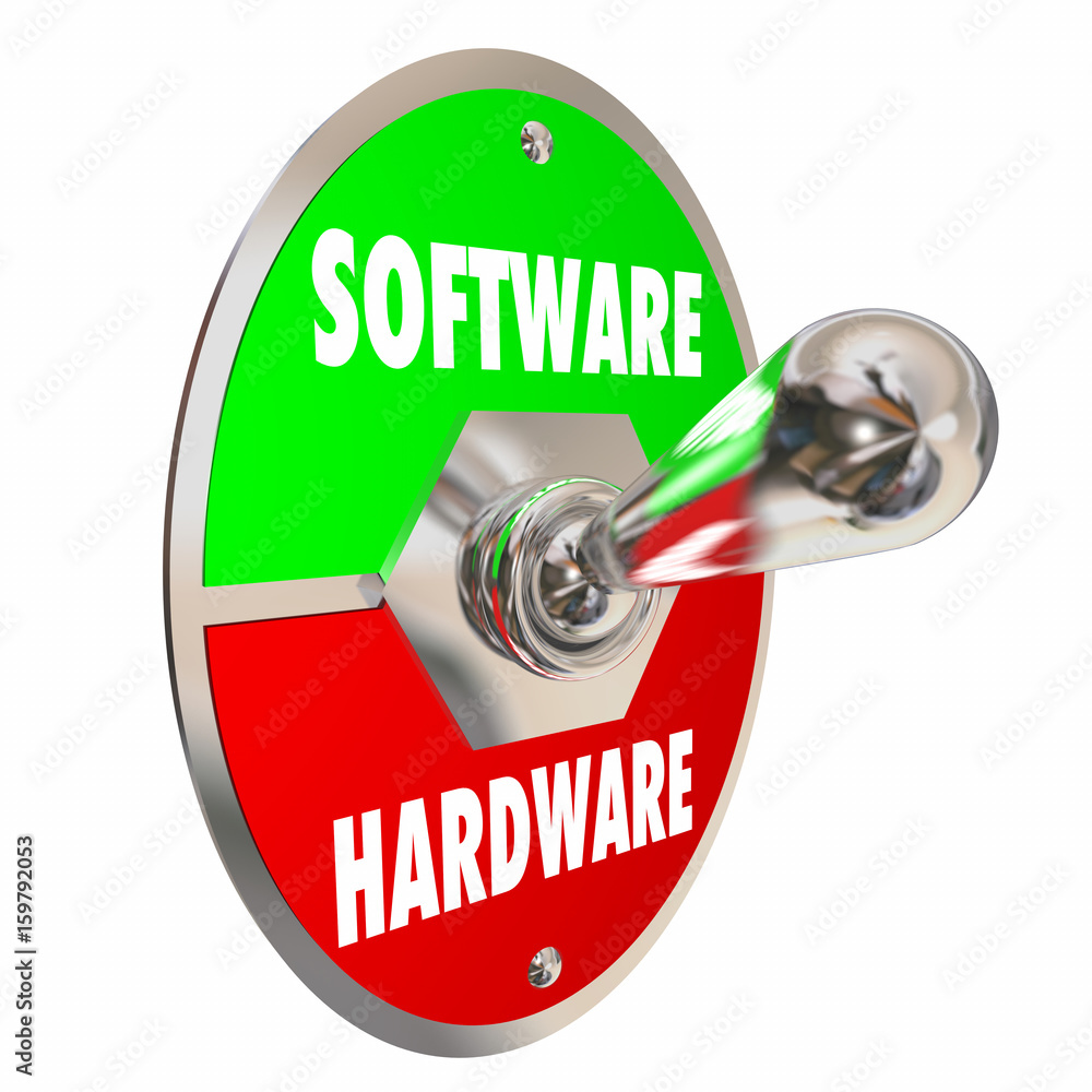 Software Vs Hardware Toggle Switch Change On Off 3d Illustration Stock Illustration Adobe Stock
