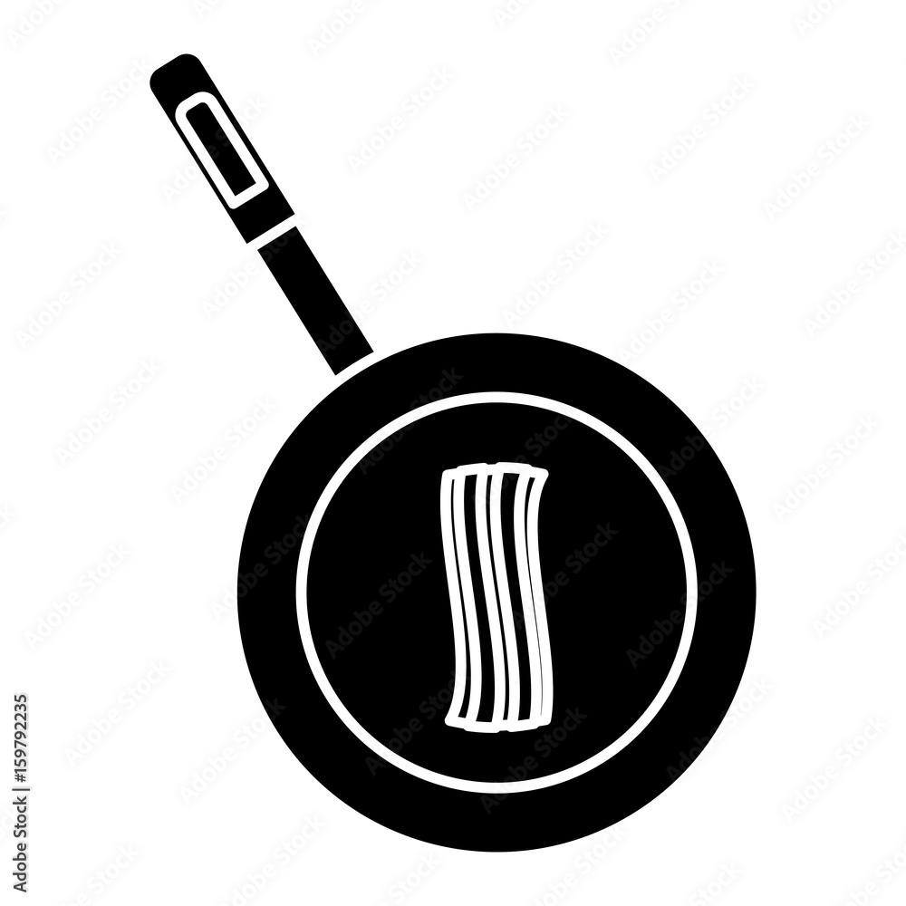 pan with bacon stripes icon over white background vector illustration pan with bacon stripes icon over white background vector illustration