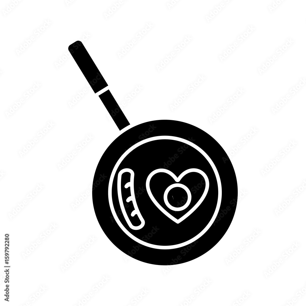 pan with egg and sausage icon over white background vector illustration pan with egg and sausage icon over white background vector illustration