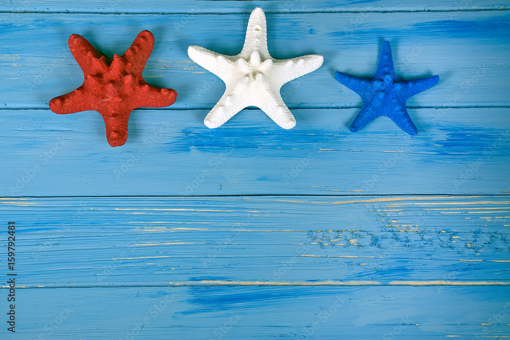 red white and blue starfish on nautical blue rustic wood red white and blue starfish on nautical blue rustic wood
