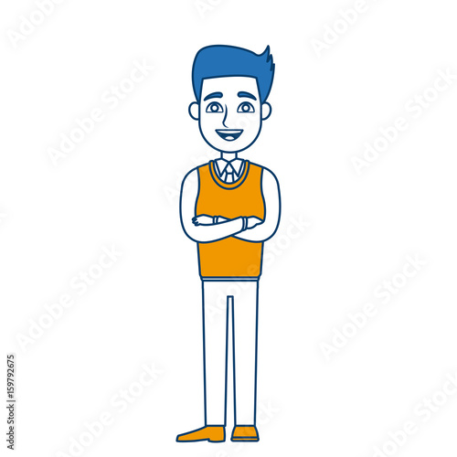 cartoon man standing character male vector illustration