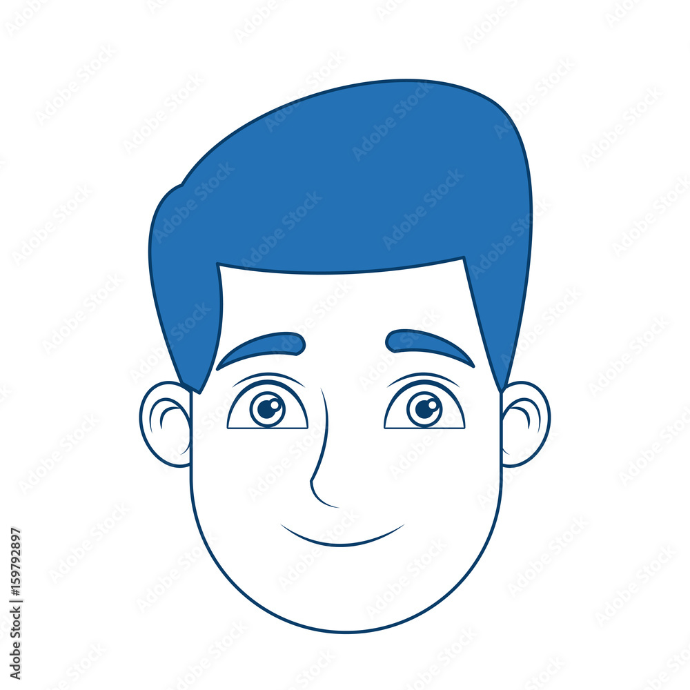 man cartoon with blue hair face portrait vector illustration