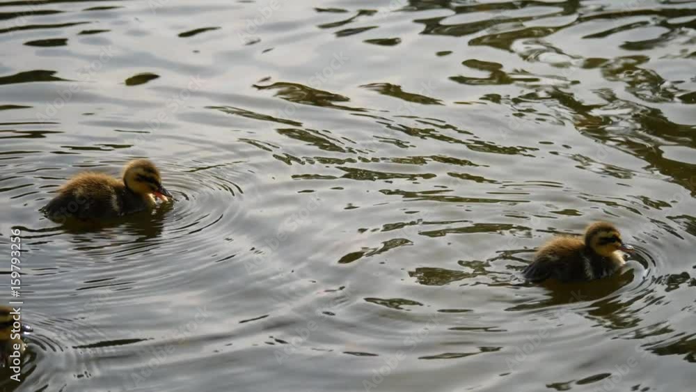 Ducks and ducklings swimming in the water close-up. Ducks and ducklings swimming in the water close-up.