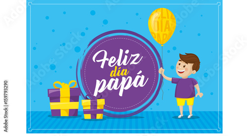 Father's day design. Spanish traslation of Happy father's day: Feliz dia papa photo