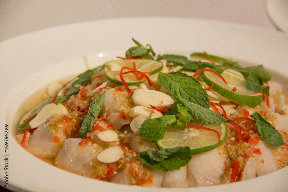 spicy Thai food fish f salad spicy dish
