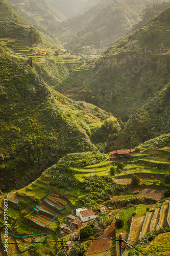 The aearial view of village at Anaga park, Tenerife photo