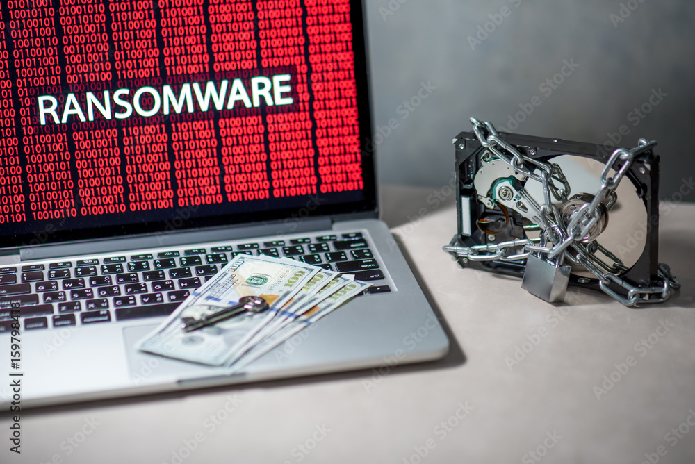Hard disk file locked with monitor show ransomware cyber attack ...