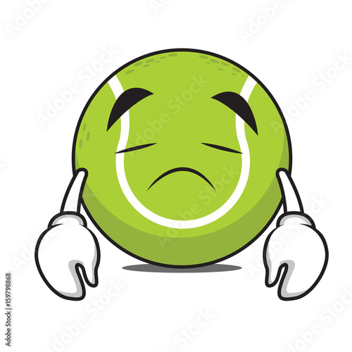 Sad tennis ball character cartoon